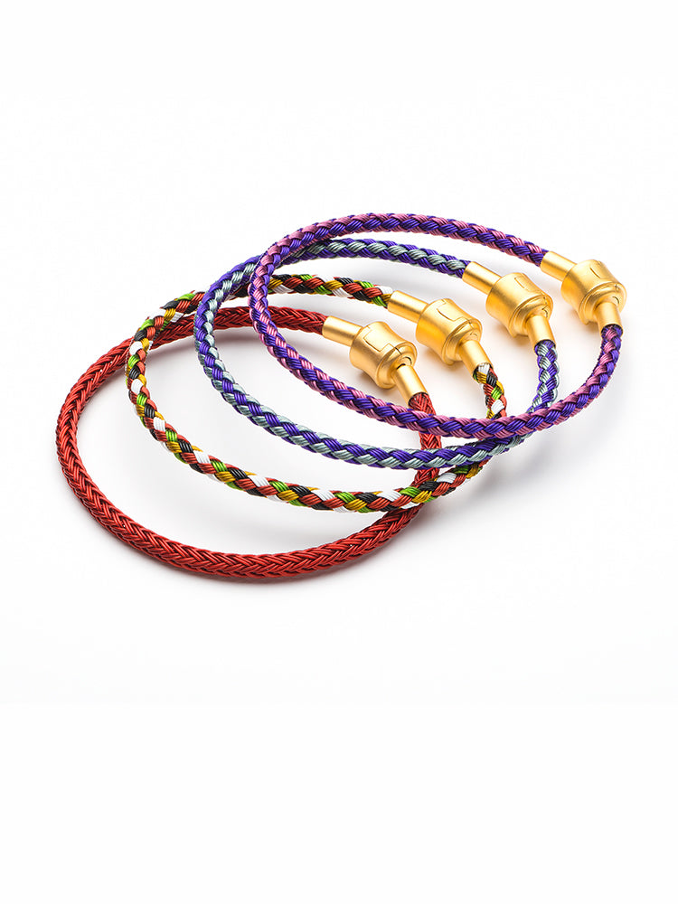 Wire Charm Bracelet with Gold Color Clasp