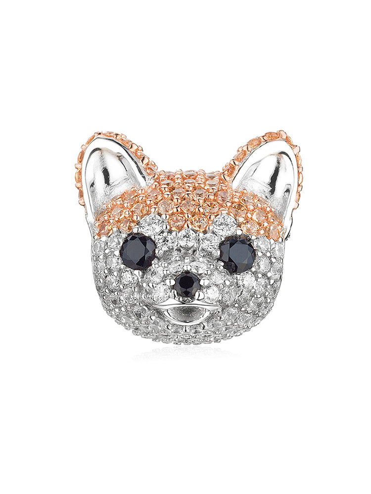 Akita dog charm in 925 sterling silver with gold-plated finish by ATHENAIE