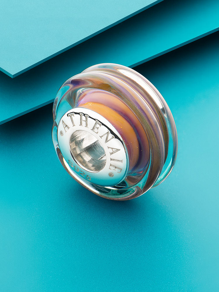 Golden amber Murano glass charm bead bracelet style