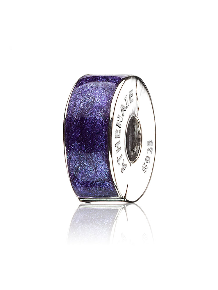 Back view of amethyst clip stopper charm in sterling silver