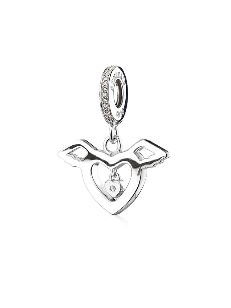 Angel wing charm pendant back view detail