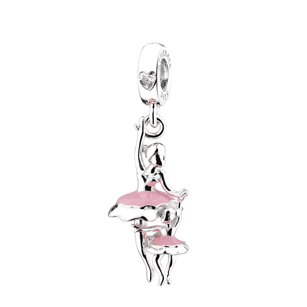 ATHENAIE Ballet Embrace Pendant Charm – 925 silver ballet dancer bead, front view