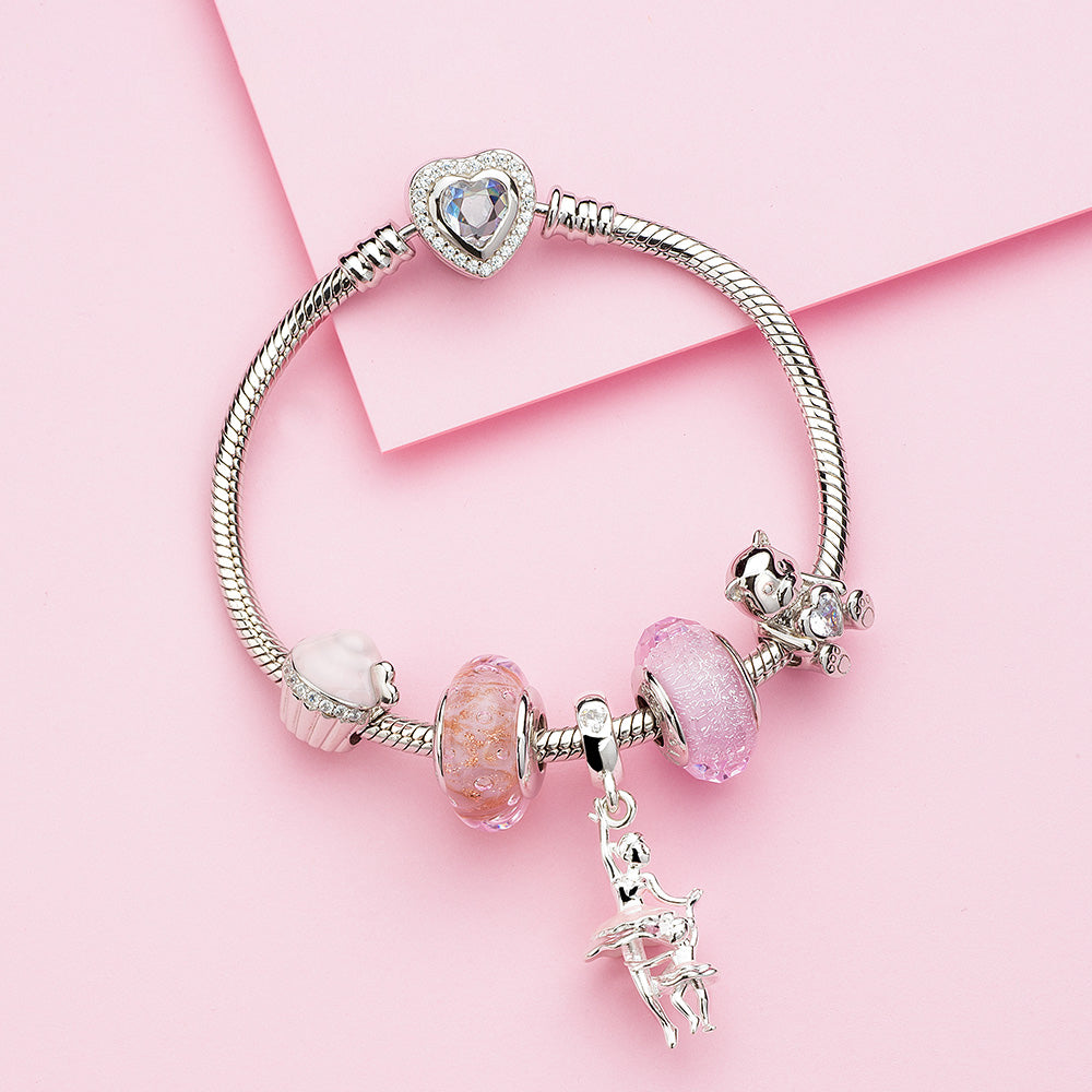 ATHENAIE Ballet Embrace Pendant Charm paired with bracelet – style option 2