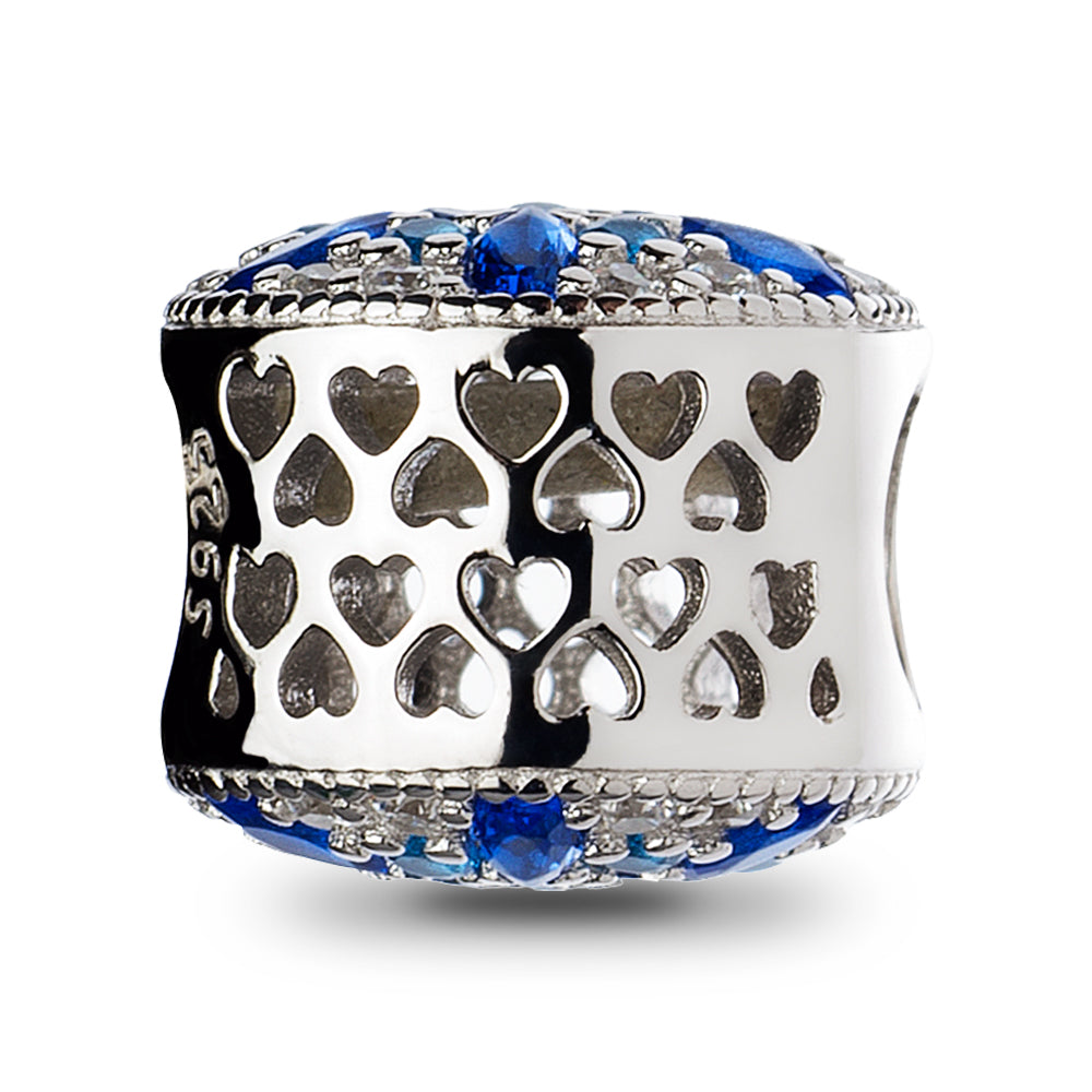 ATHENAIE Blue Snowflake Charm Bead – 925 silver with zirconia, side view