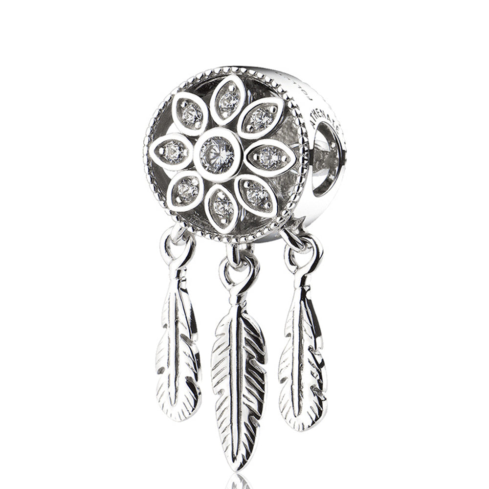ATHENAIE Dream Catcher Charm Bead – 925 silver spiritual jewelry, front view