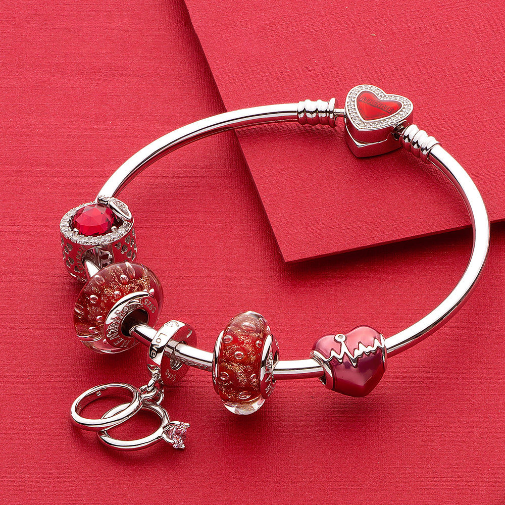 ATHENAIE Eternal Vows Pendant Charm paired with silver bracelet – style option 2