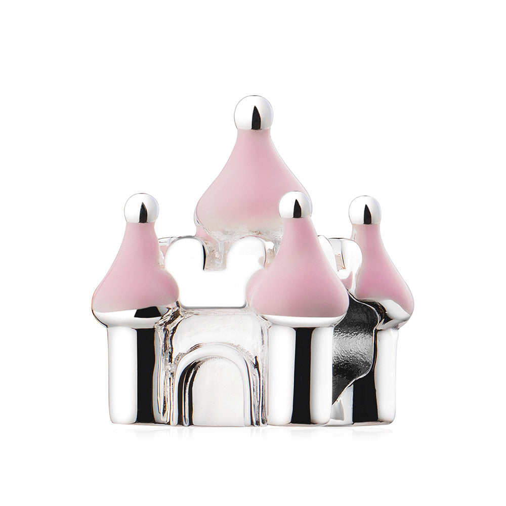 ATHENAIE Fairy Tale Castle Charm Bead – 925 silver enamel design, front view