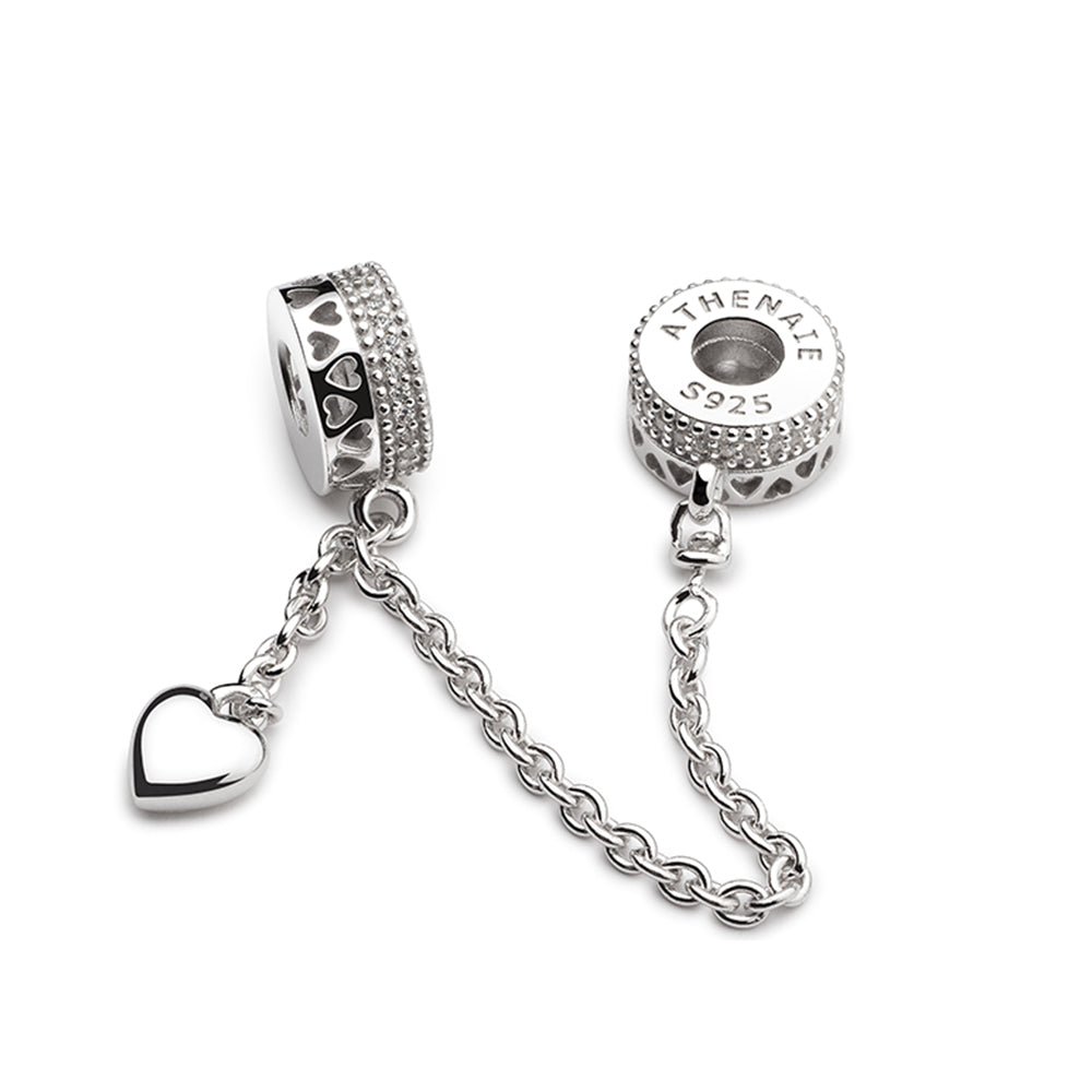 Side view of ATHENAIE Loving Chain Safety Chain - 925 Silver with CZ stones