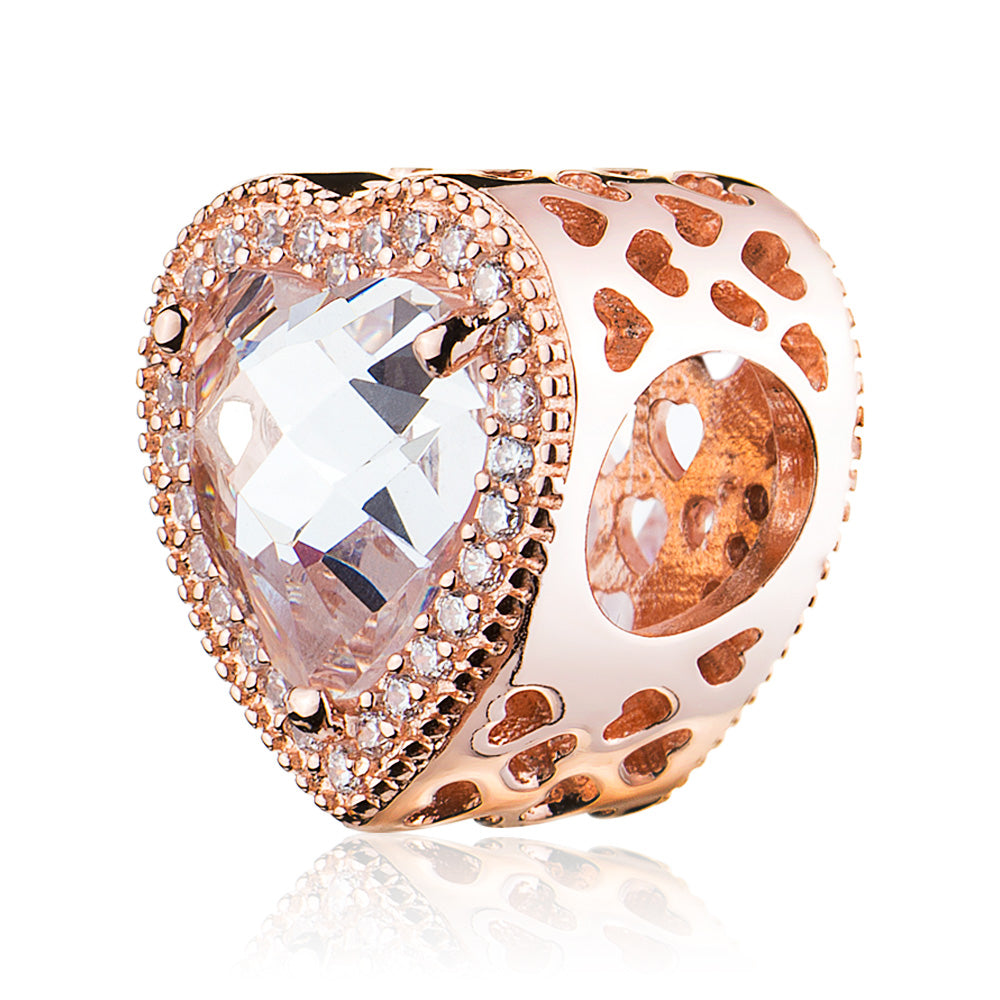 ATHENAIE Luminous Heart Charm Bead – elegant scene display with 3A zirconia