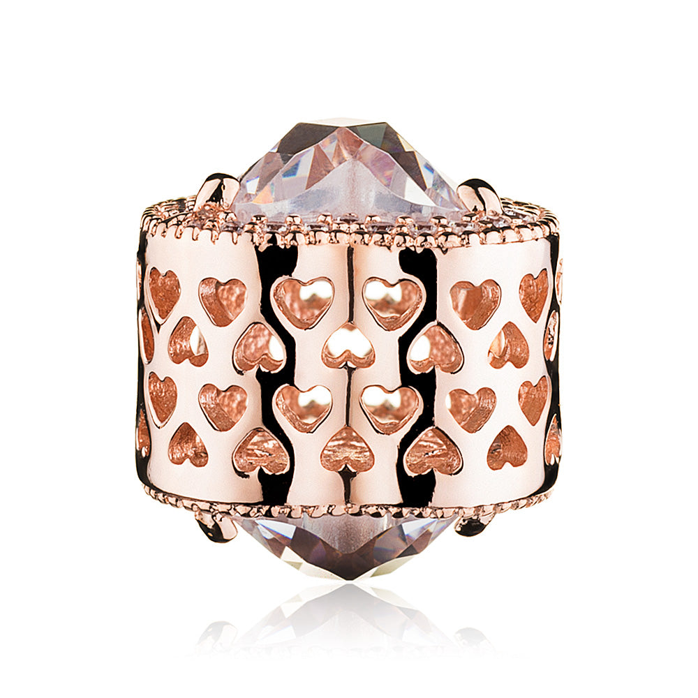ATHENAIE Luminous Heart Charm Bead – 3A zirconia micro-pavé, side view