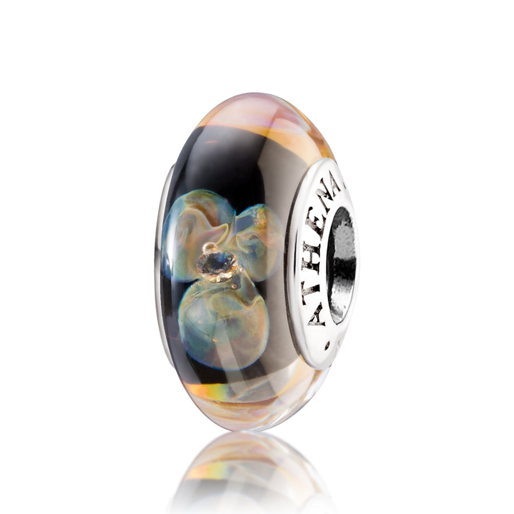 Mystic Bloom Murano glass charm bead front view – ATHENAIE MNG64