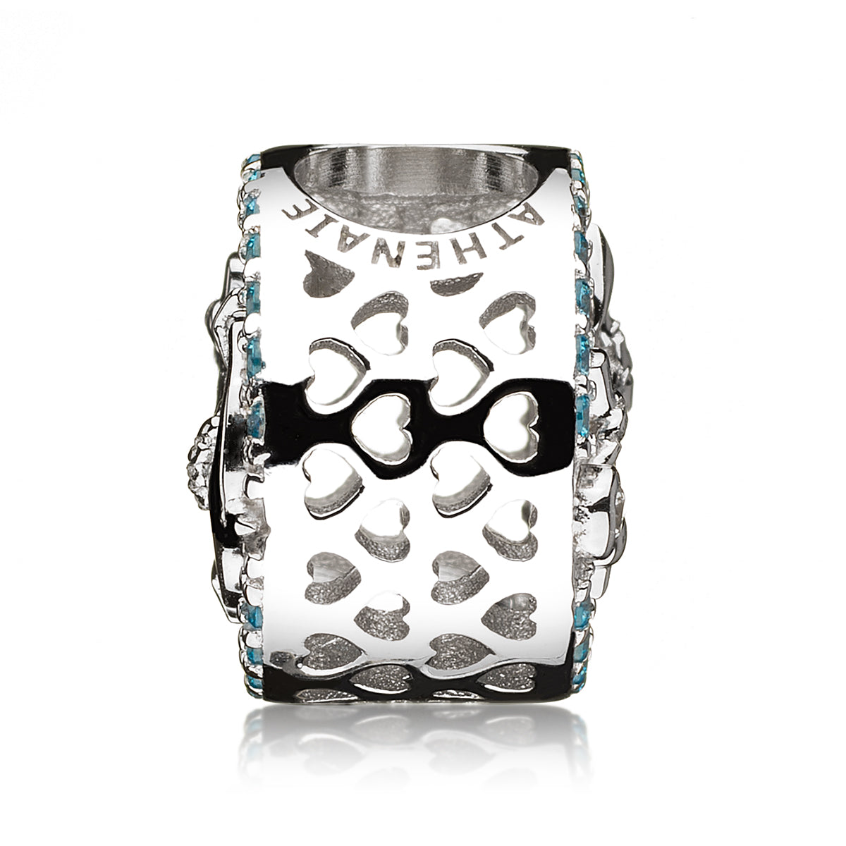 Side view of Ocean Anchor 925 silver charm bead with cubic zirconia