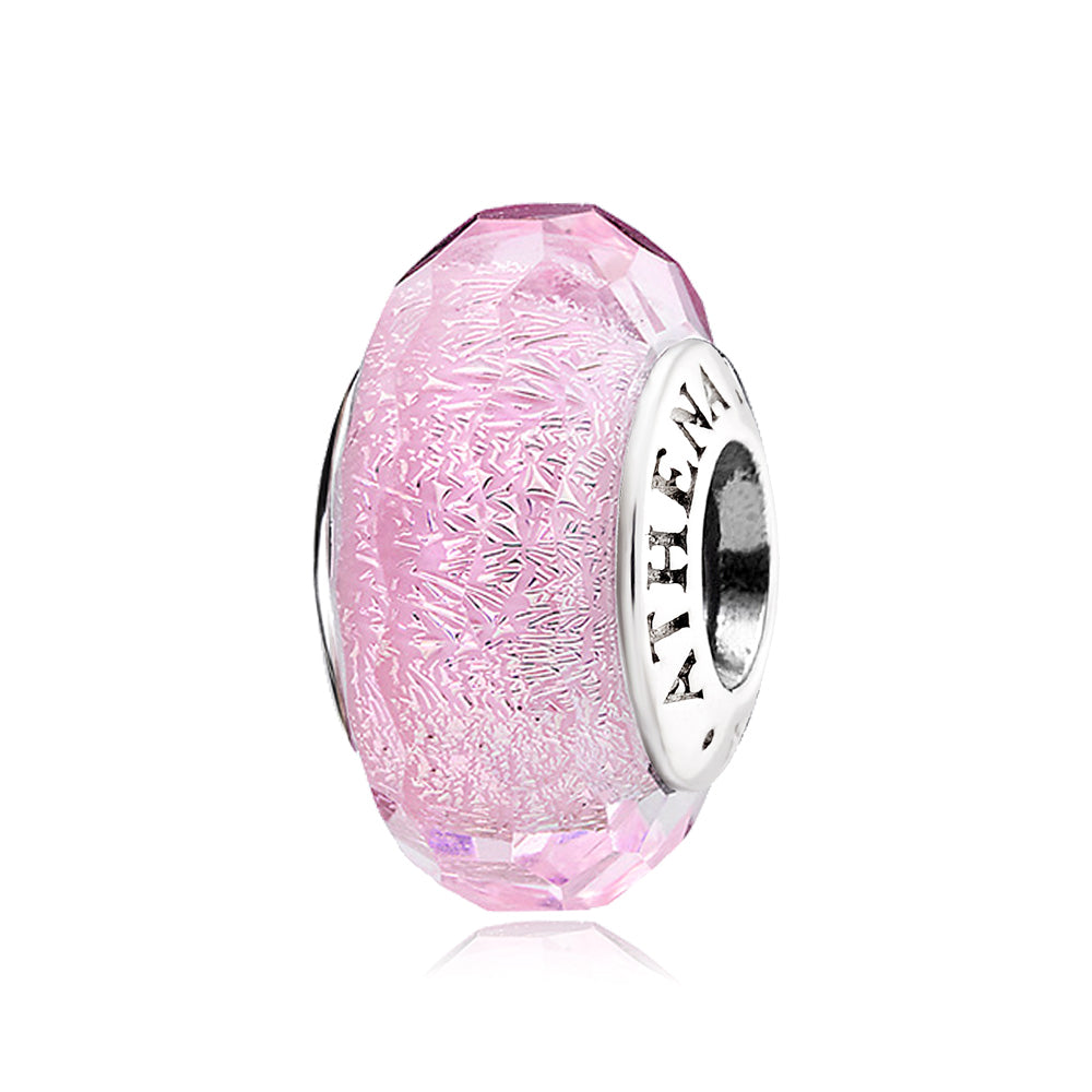 ATHENAIE Pink Stardust Murano Glass Charm – 925 silver core, front view
