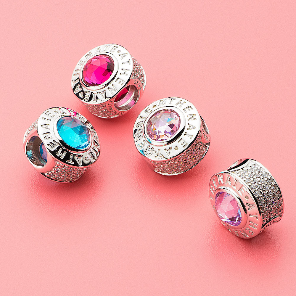 Ruby Sparkle charm 925 sterling silver bead displayed with bracelet accessories