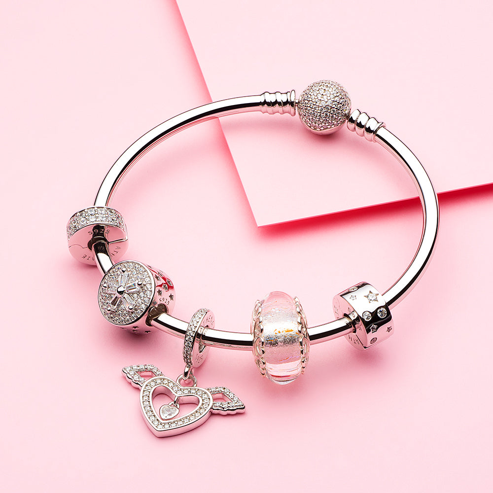 Charm Bracelet with ATHENAIE Starlit Lock Clip Charm - Elegant Jewelry Styling