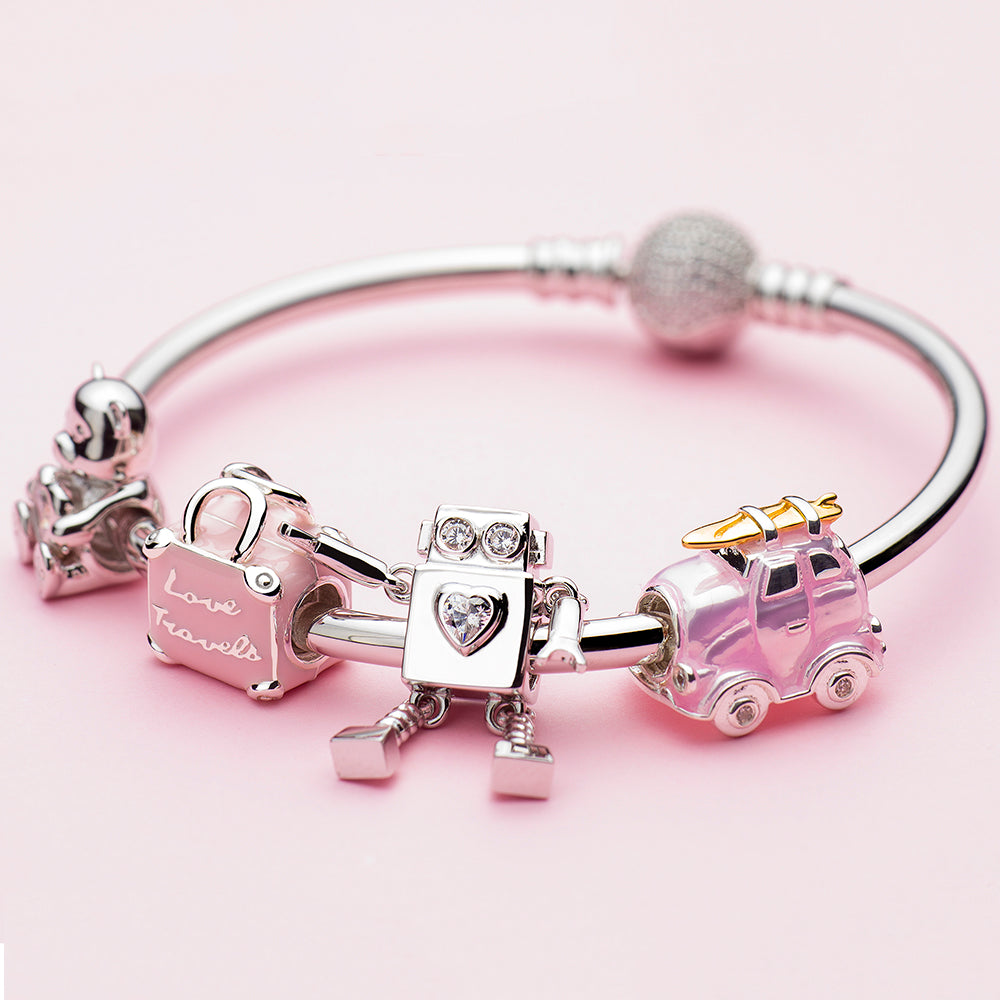 ATHENAIE Starlight Droid Charm Bead with 925 silver bracelet – styling option 2