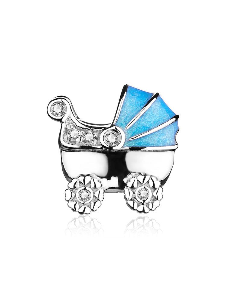 Baby carriage 925 sterling silver charm with enamel detail by ATHENAIE