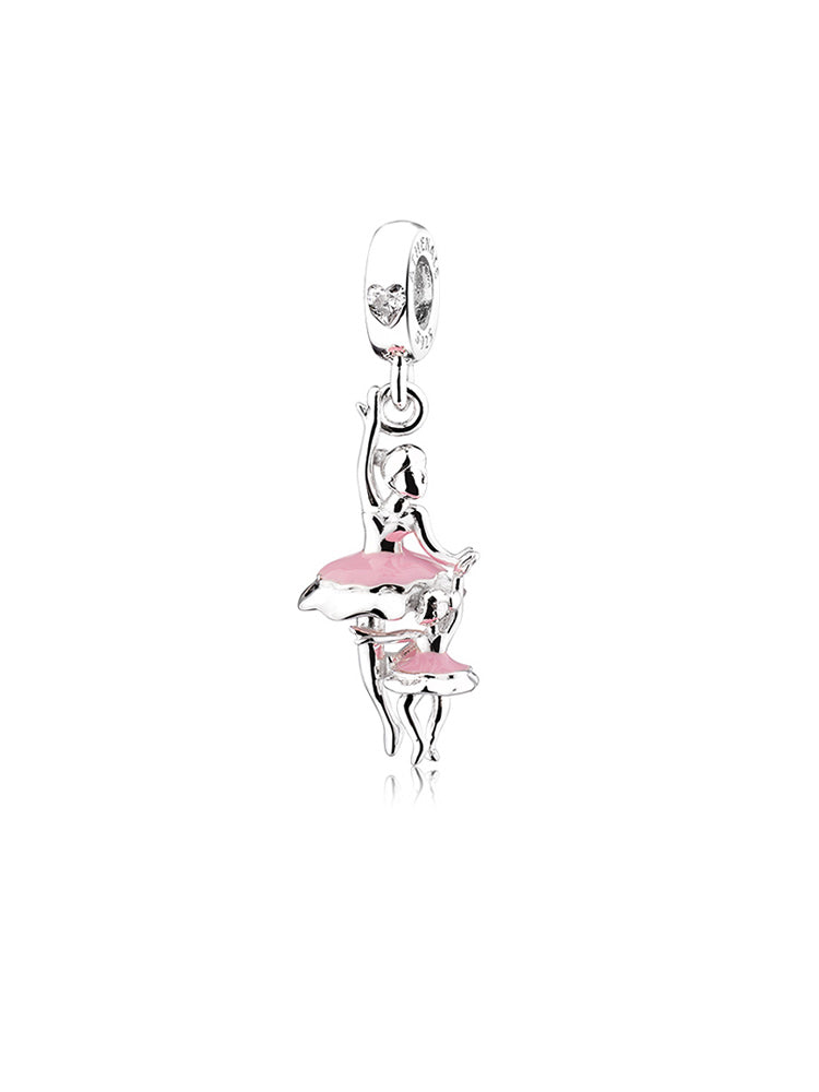 Ballet dancer pendant charm 925 silver dance jewelry