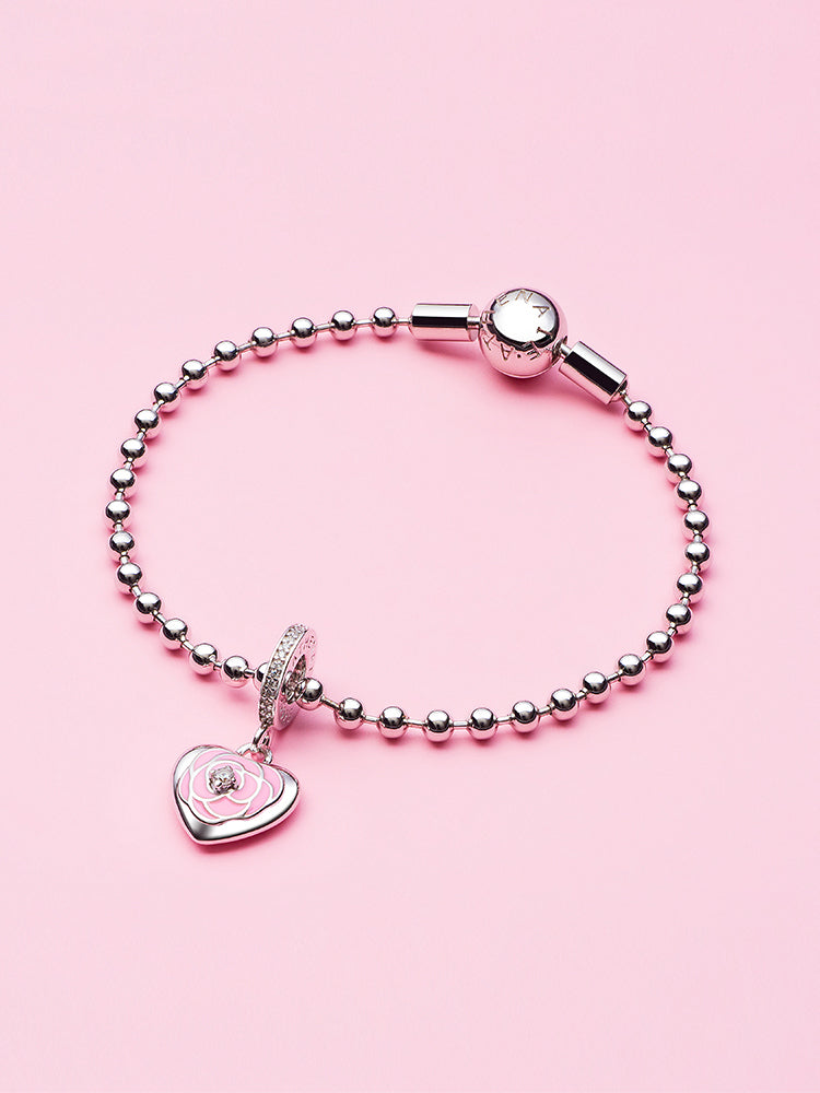 Sterling silver bead chain charm bracelet styling with charm