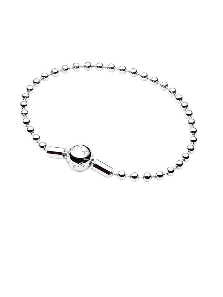 925 sterling silver bead chain charm bracelet front view
