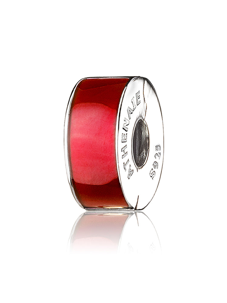 Back view of berry clip stopper charm in 925 sterling silver