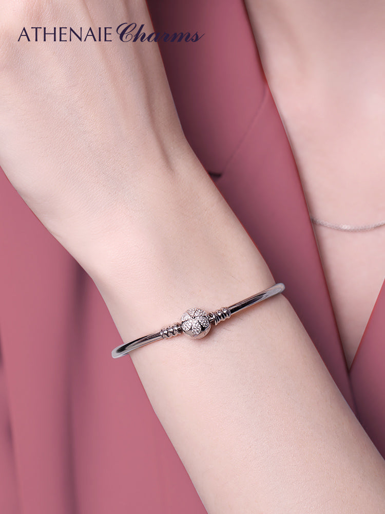 Pave Clear CZ Daisies Flower Love Clasp Basic Charms Bangles