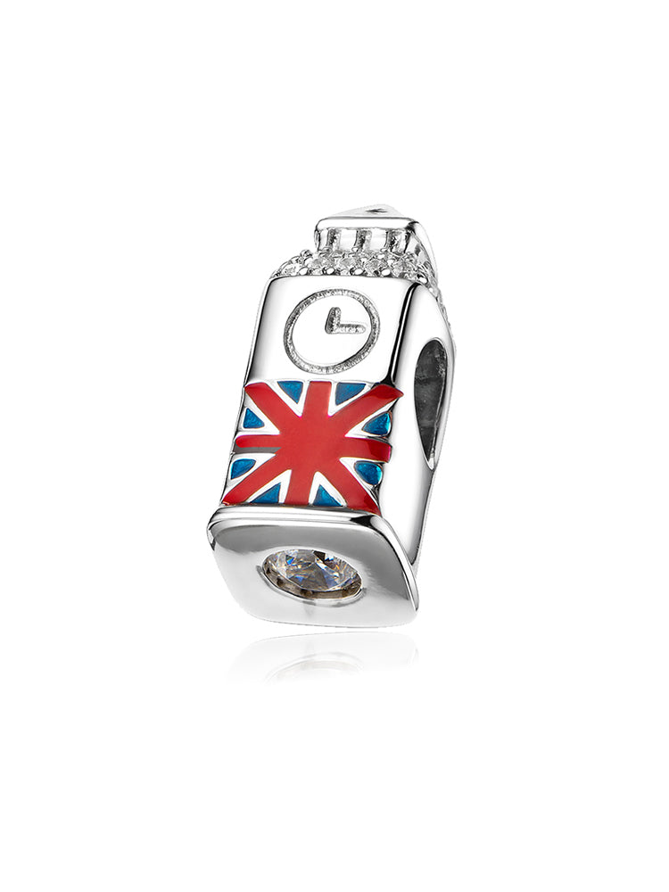 Big Ben London charm bead side view sterling silver travel charm