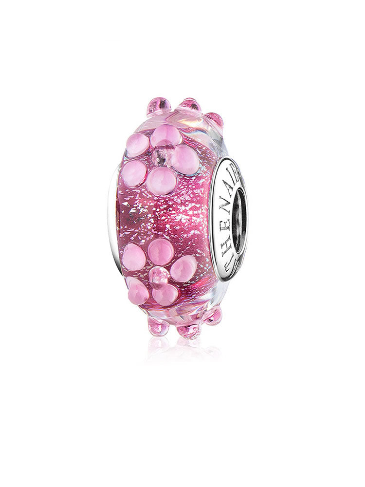Blossom Drops murano glass charm bead with floral design