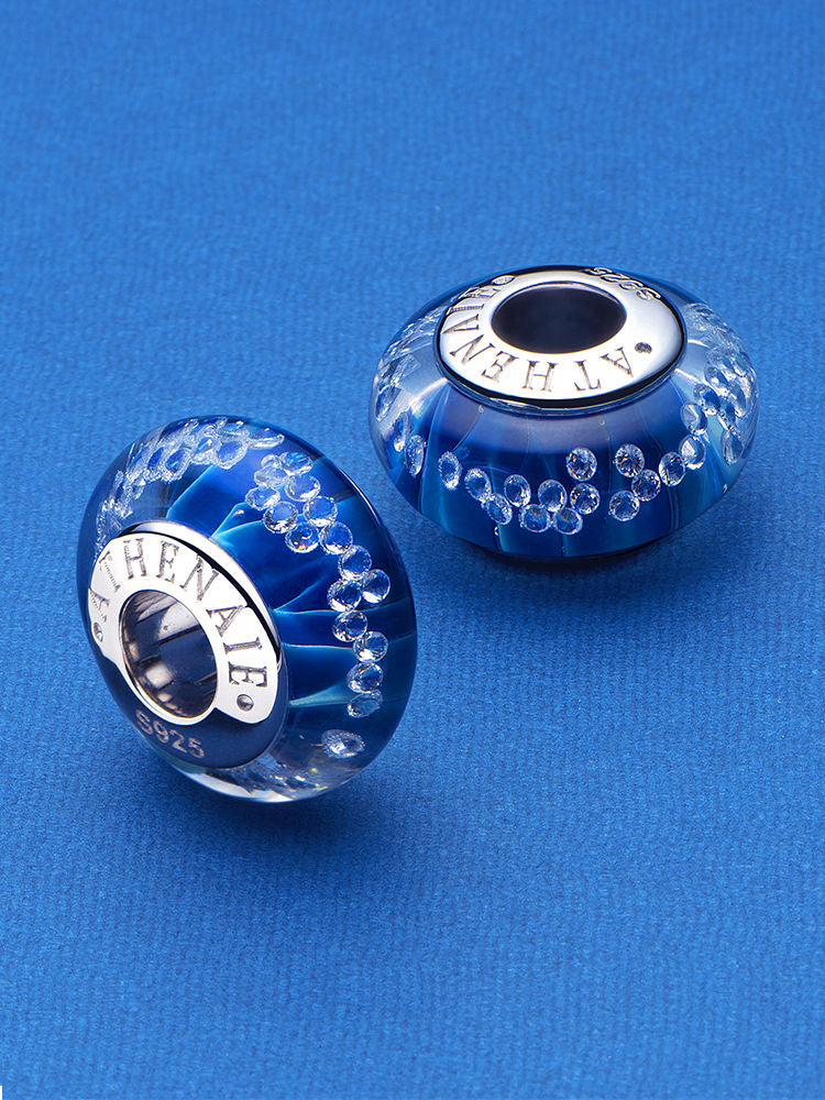 Blue murano glass charm styled on European bracelet