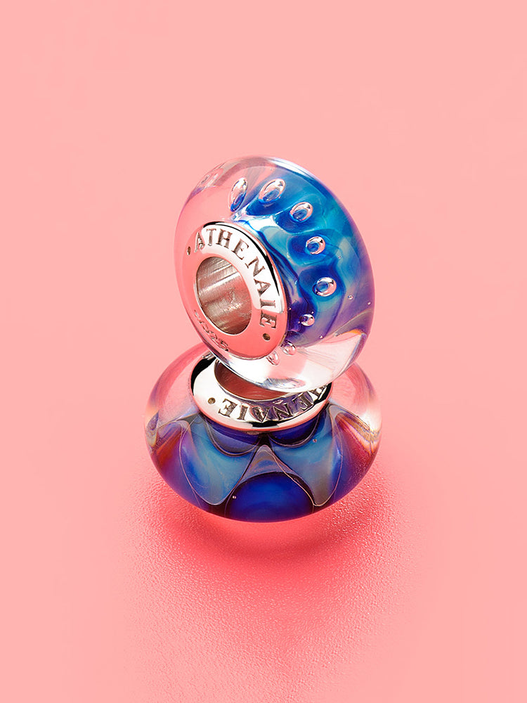 Blue ocean murano glass bead jewelry charm by ATHENAIE
