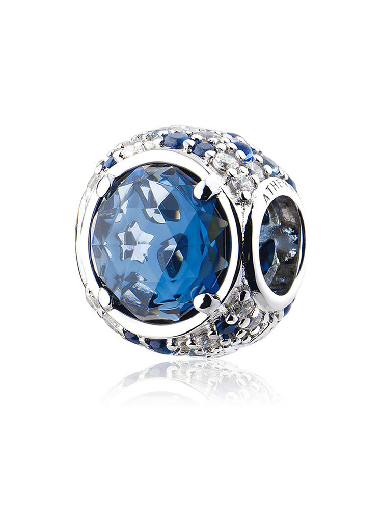 Blue radiance charm bead in 925 sterling silver by ATHENAIE