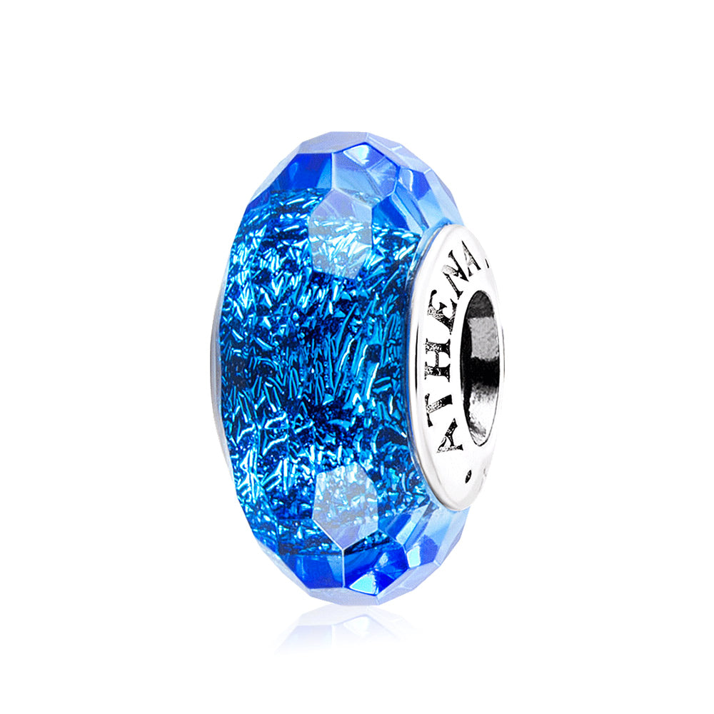 Blue Radiance Murano glass charm with 925 silver core – front product view
