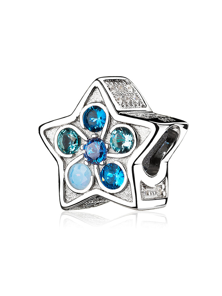 Blue star charm 925 sterling silver bead by ATHENAIE