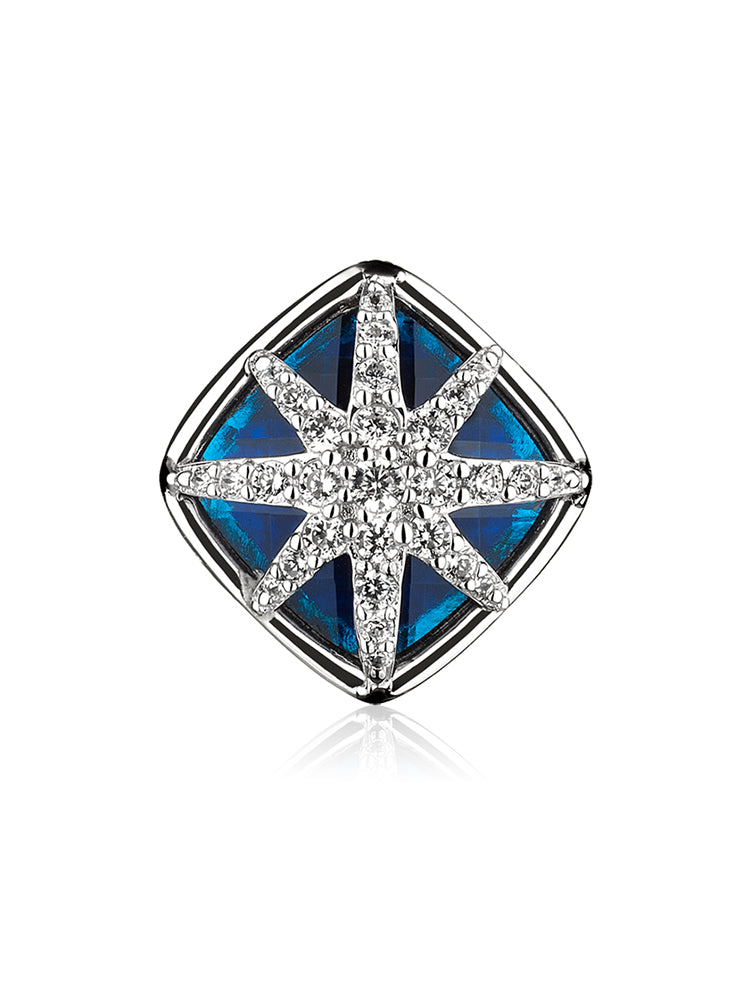 Blue starburst charm 925 sterling silver bead by ATHENAIE
