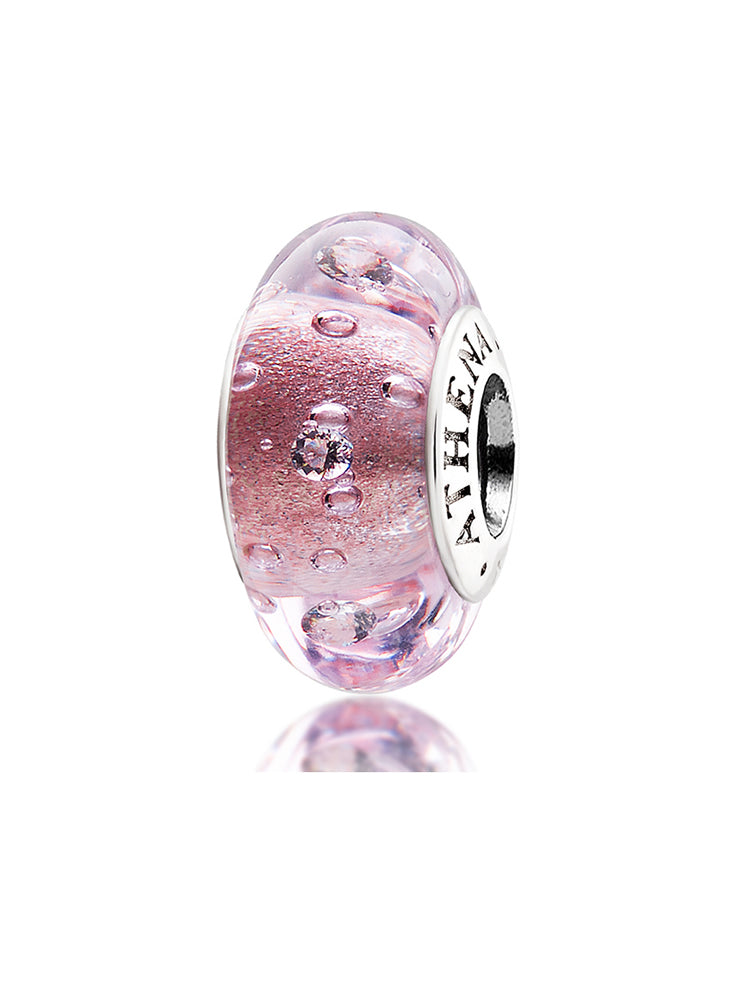 Blush dewdrops murano glass charm with 925 sterling silver core by ATHENAIE