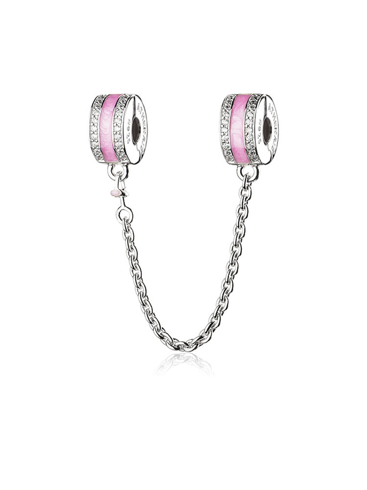 Blush Guardian 925 sterling silver safety chain charm by ATHENAIE