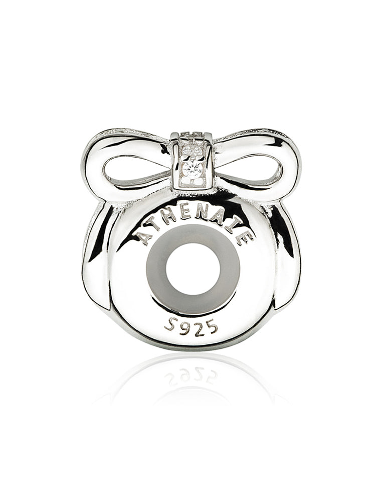 Bow lock stopper charm in 925 sterling silver by ATHENAIE