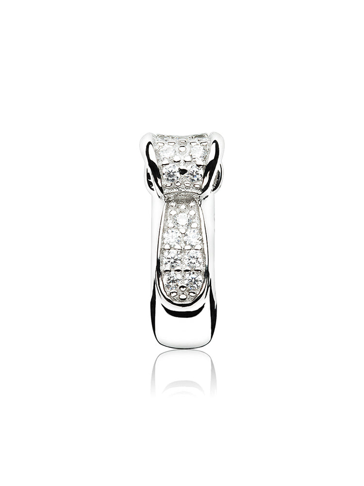 Side view of bow lock stopper charm in 925 sterling silver by ATHENAIE