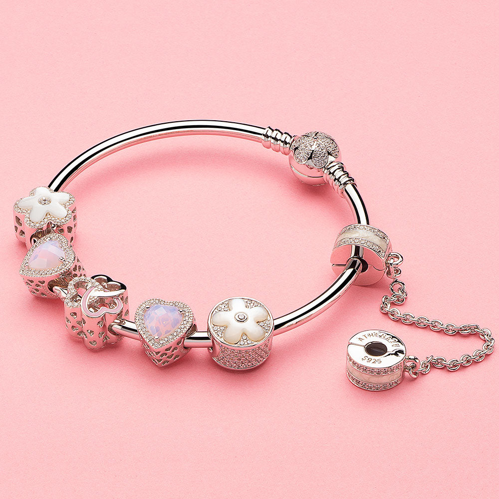 Bracelet combination featuring Silent Bond safety chain charm and beads