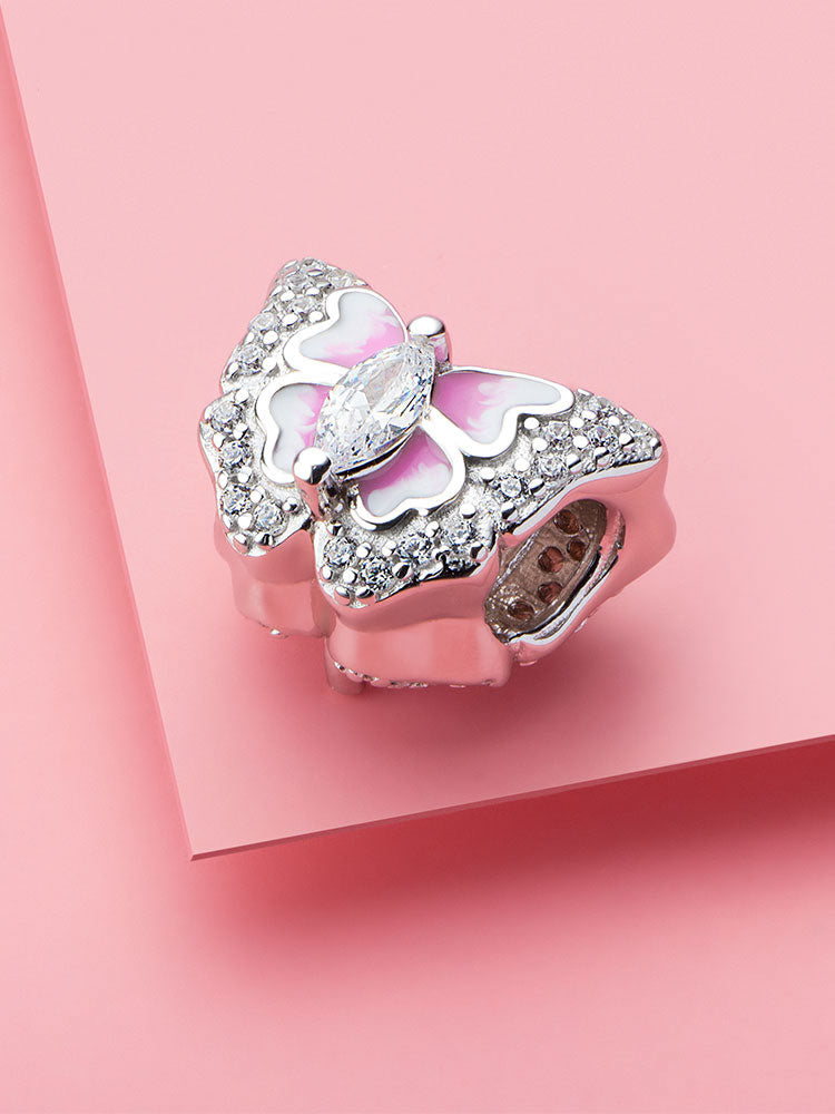 Butterfly enamel charm bead bracelet styling