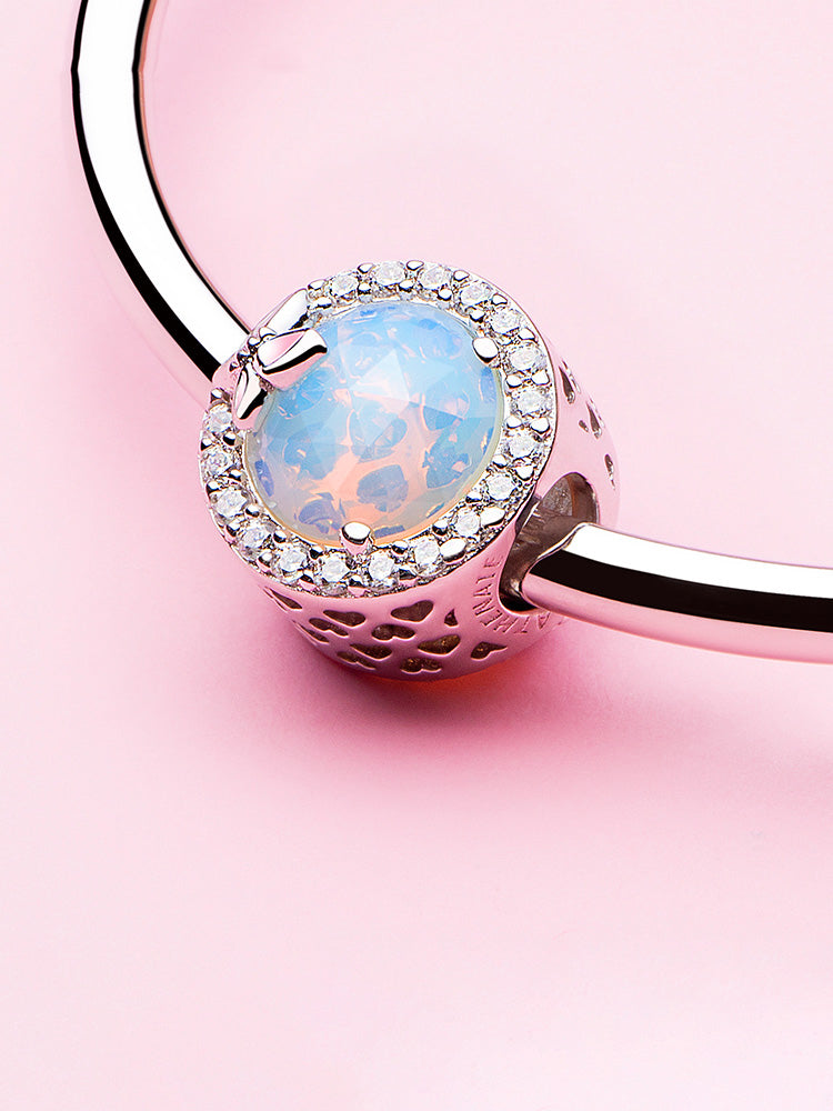 Lavender opal butterfly charm bead styled on bracelet