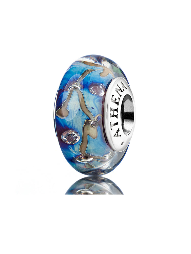 Celestial stream murano glass charm with 925 sterling silver core by ATHENAIE