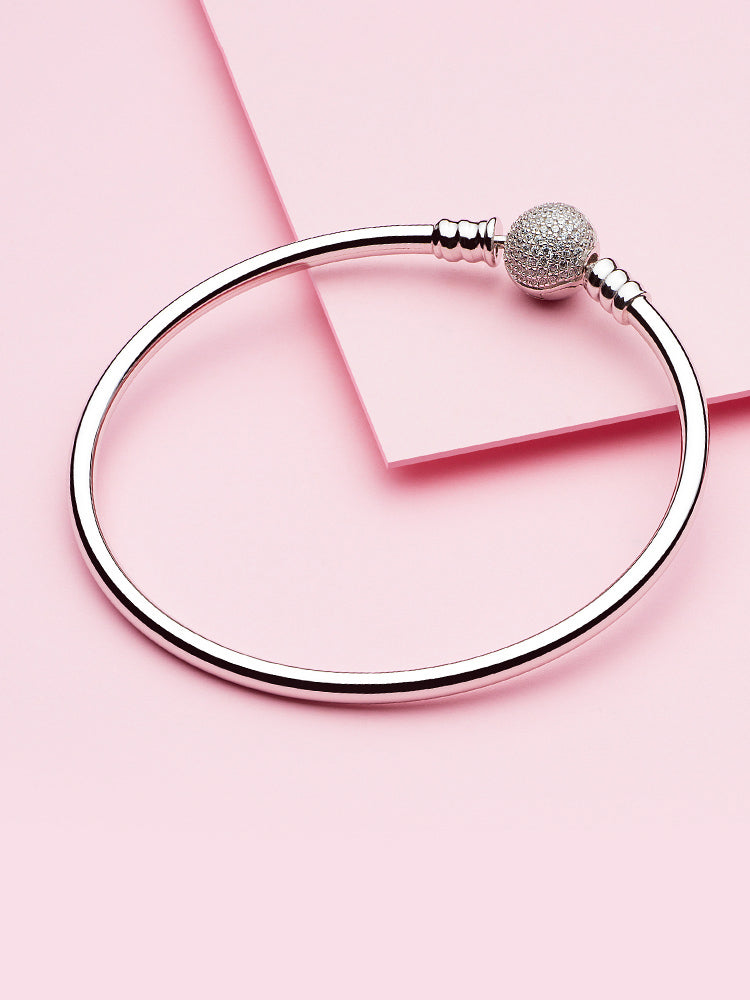 925 sterling silver pave clasp charm bangle bracelet styling scene
