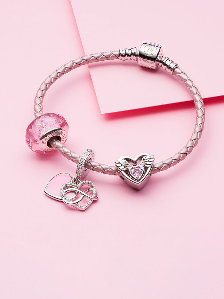 Leather charm bracelet styling inspiration with silver clasp