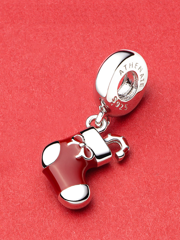 Christmas Boot Pendant Charm styled on European charm bracelet