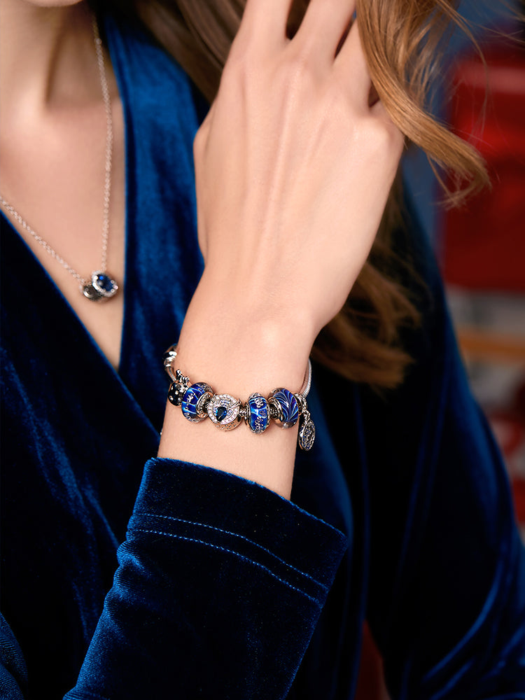 Christmas reindeer charm bracelet model styling