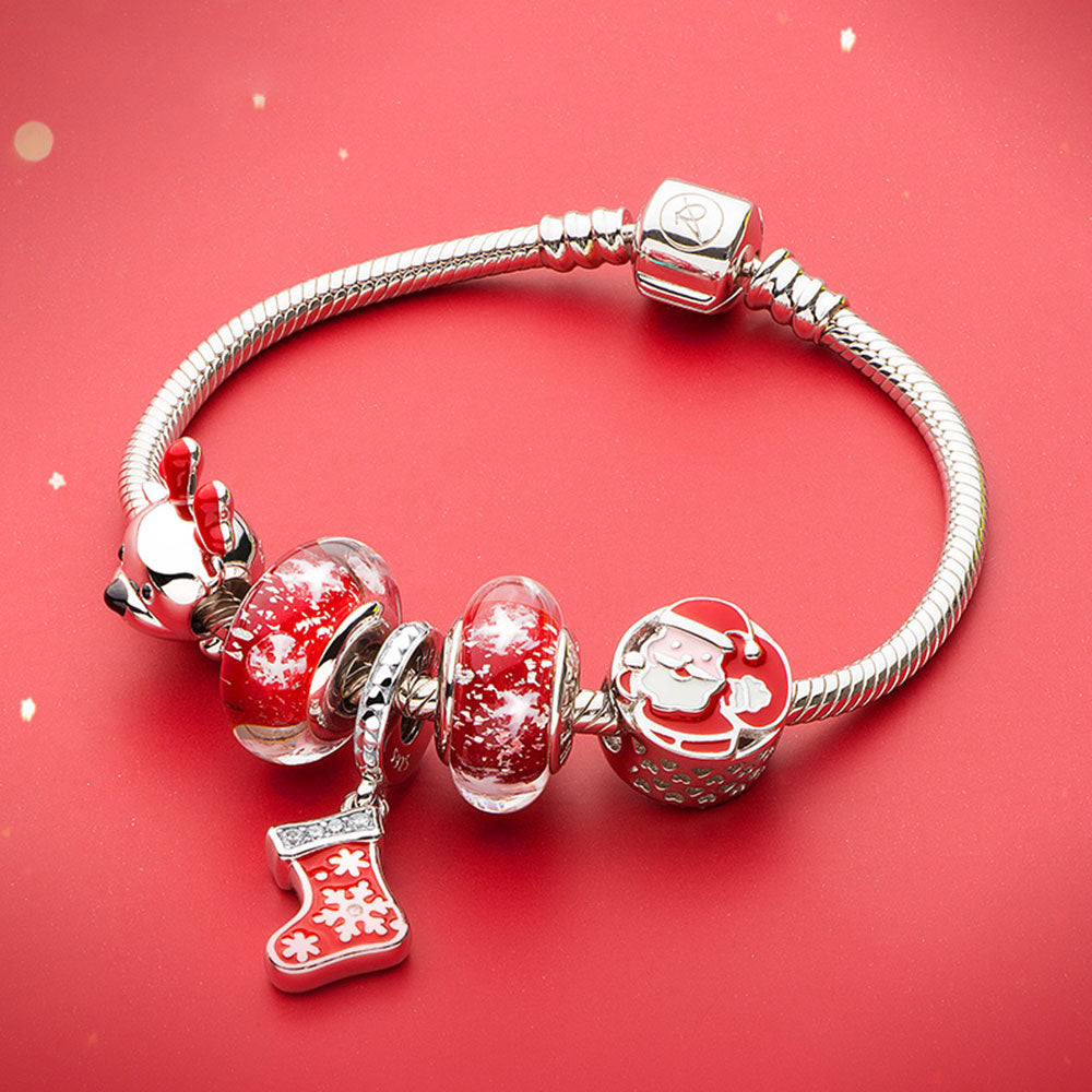 Christmas Stocking pendant charm styled on European-style bracelet – perfect Christmas gift