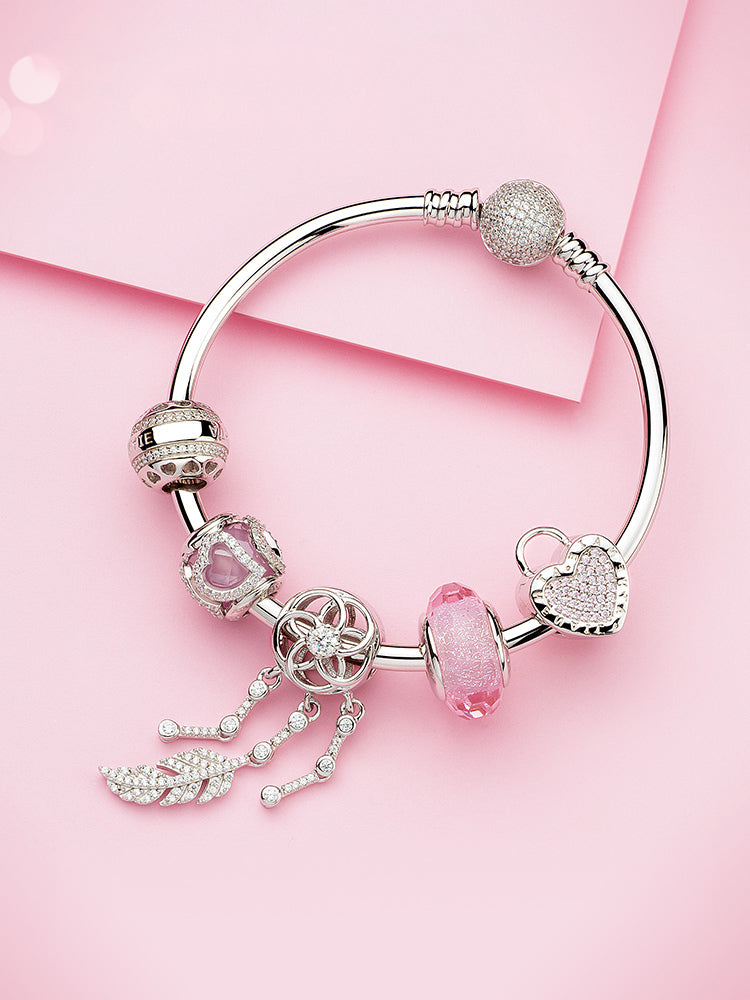 Heart clip stopper charm securing charms on bracelet styling