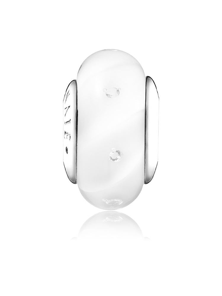 Back view of Cloud Whisper Murano glass charm bead