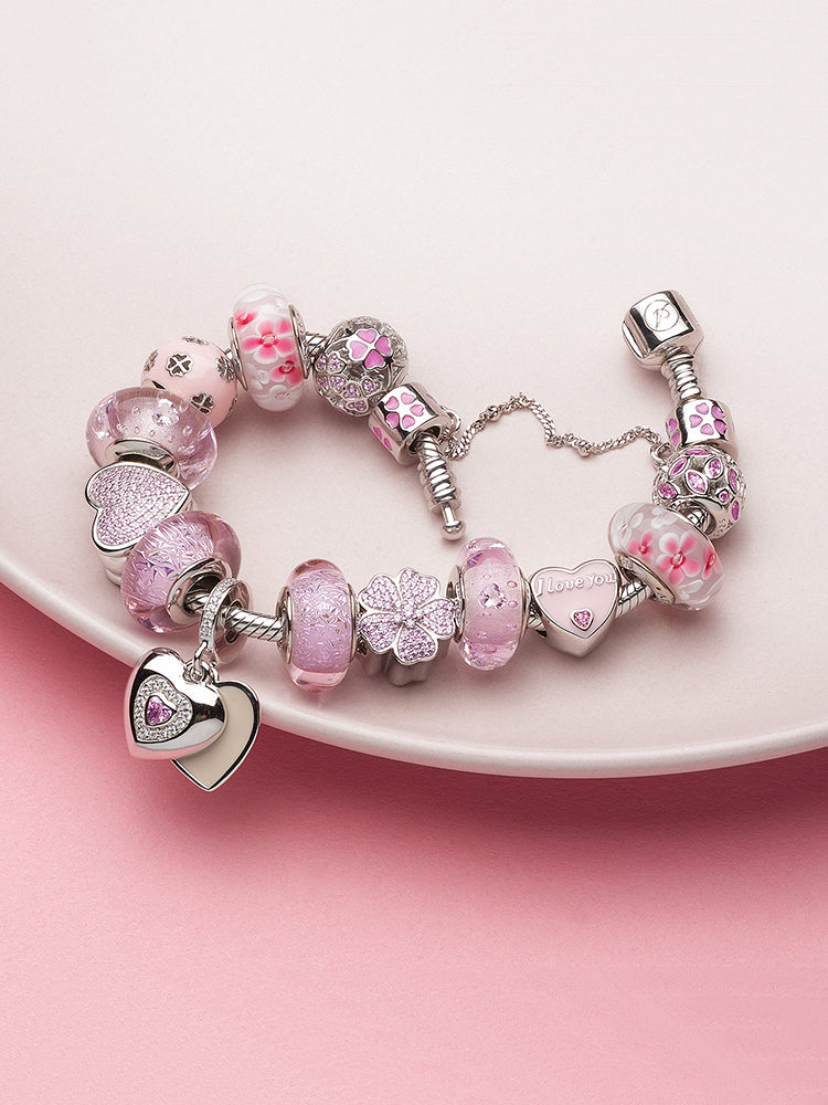 Lucky clover charm bead paired with charm bracelet